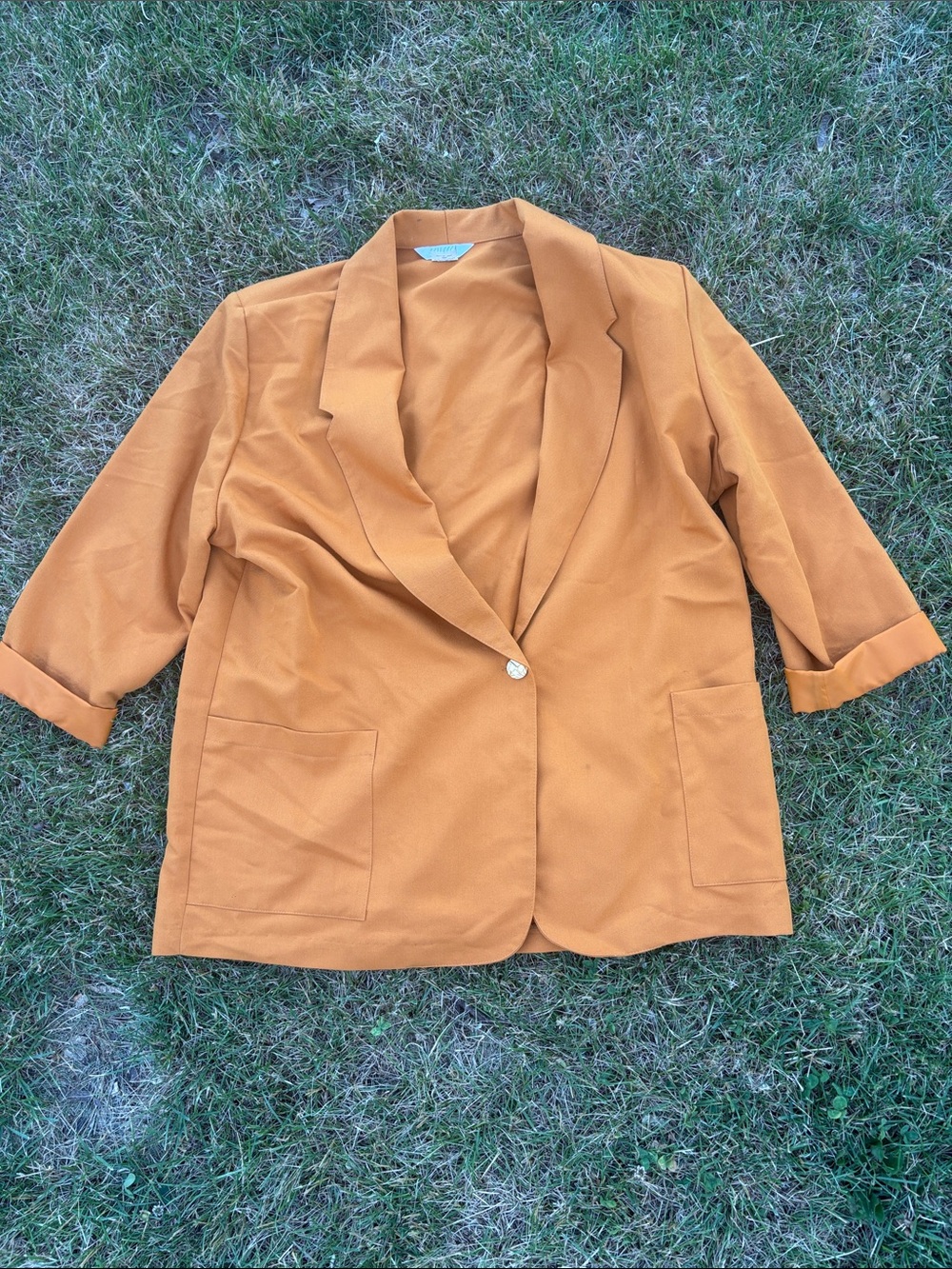 Women’s Single-Button Mustard-Orange Blazer Jacket